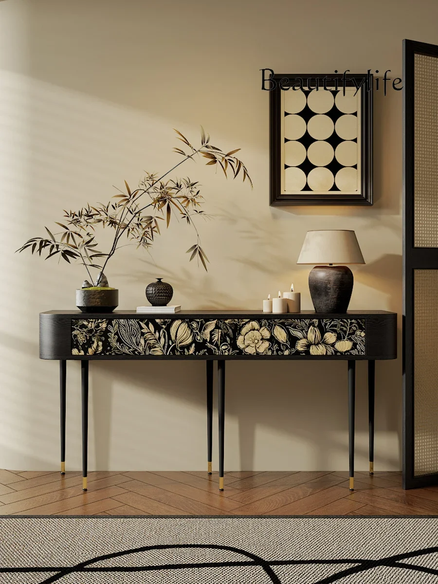 Zc Muebles Para Hogar Medieval Entrance Terrace Solid Wood Edge Living Room Semicircular Decoration Entrance Corridor Display St