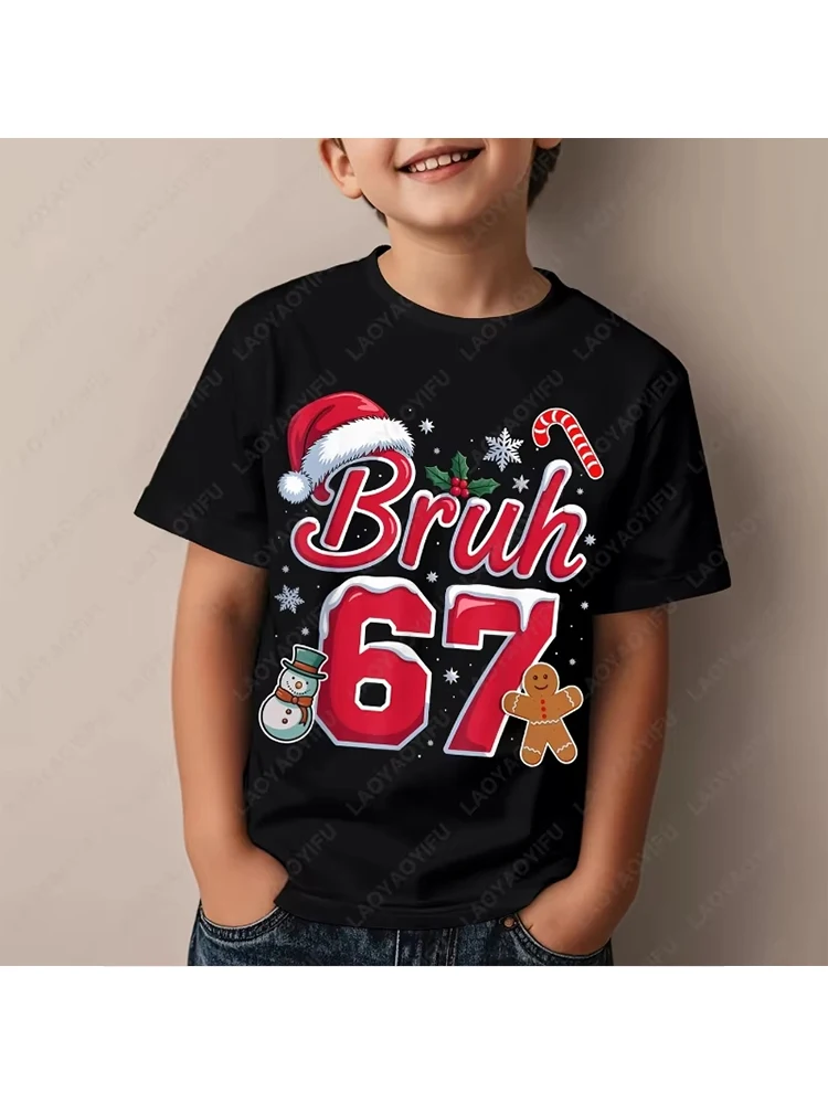 Kids 67 Themed Colorful Print T-Shirt, Soft Cotton Fabric, Breathable and Comfortable, Ideal for Toddlers and Childrentk0269