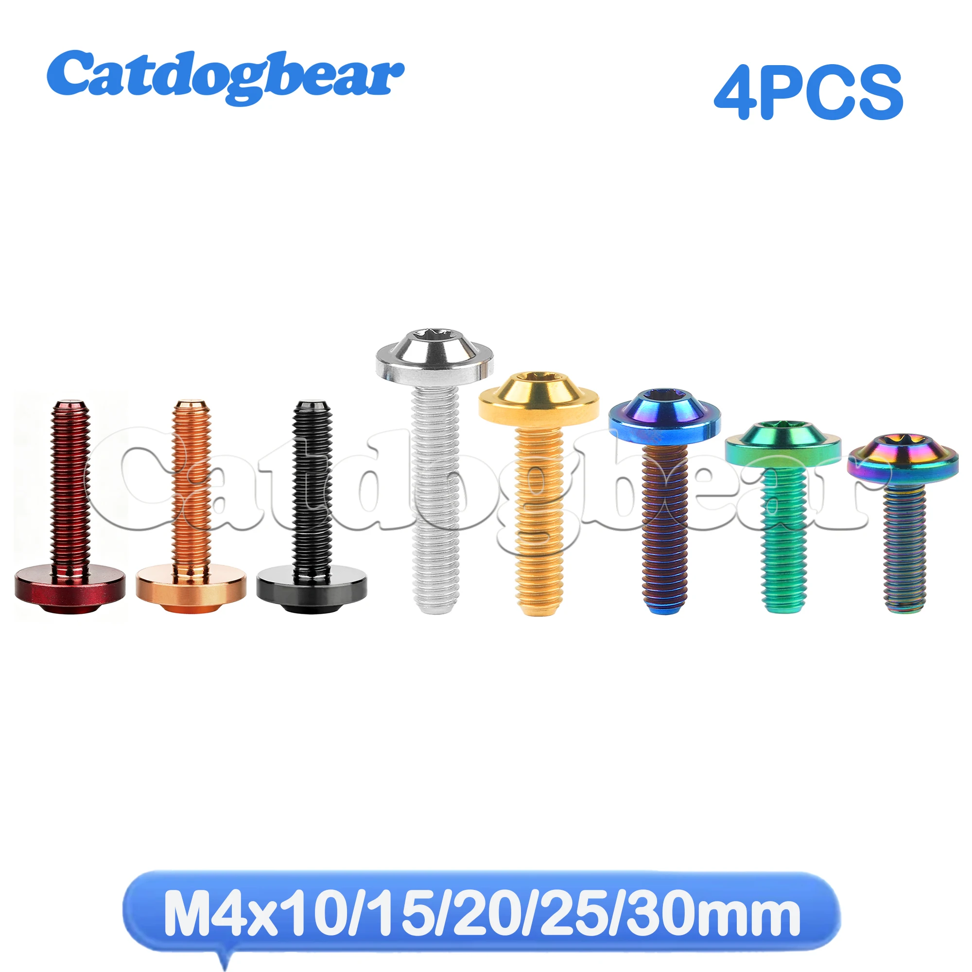 Catdogbear 4Pcs Titanium Bolts M4x10  15 20 25 30mmTorx Head Ti Screw For Motorcycle Forks Parts Fasteners