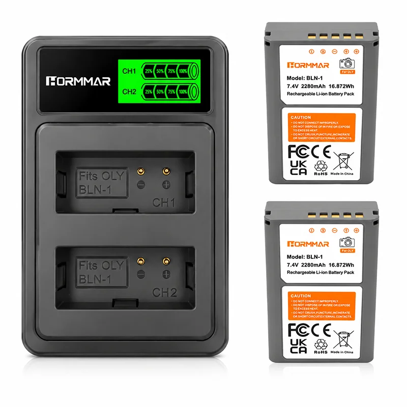BLN-1 Battery 2280mAh Replacement for Olympus OM-D E-M1 E-M5 E-M5 Mark II PEN-F E-P5 High Capacity Rechargeable Camera Battery