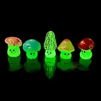 6PCS Miniatures Cartoon Mushrooms Fairy Garden Decoration Luminous Mini Cute Mushroom Moss Micro Landscape Accessories