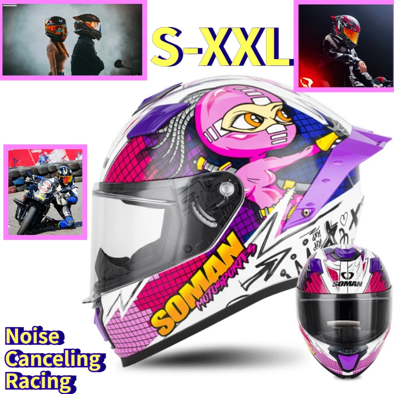 Full Face Motorcycle Helmet DOT & 3C Certified Warm & Noise Reduction Racing Gear Personalized Headgear for Men Women