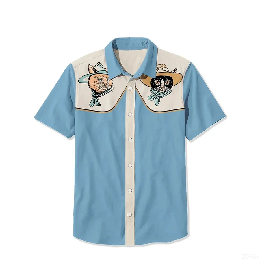 قميص رجالي الصيف موضة عادية قميص بأكمام قصيرة للرجال فضفاض تنفس قميص هاواي صيفي رجل ملابس رجالية عادية #4