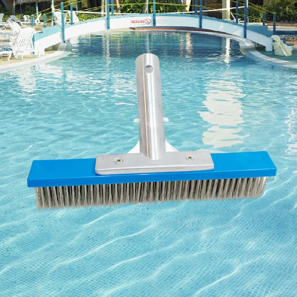 For Removing Tough Stains Blue Stainless Steel Pool Brush Robust Stainless Steel Bristles Tightly Packed Bristles