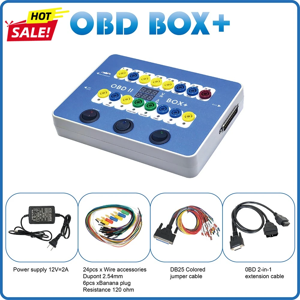 CANBUS Protocol OBDII Breakout Box - OBD BOX+ Pro ECU Bench Connector + Electronic Current Display Auto Diagnostic Tool