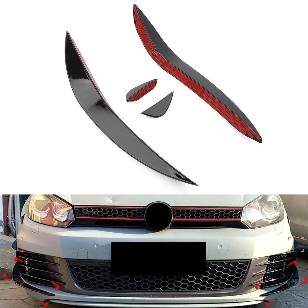 

4Pcs Car Front Bumper Lip Splitter Spoiler Side Canards Air Vent Trim For VW Golf 6 MK6 GTI GTD 2008 2009 2010 2011 2012 2013