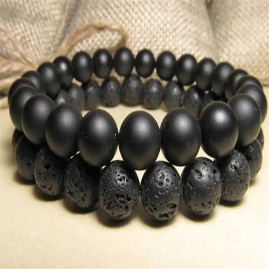 

8mm Obsidian Volcanics gemstone mala beads men Bracelet Chaplet Nirvana Mala Chakra Yoga Hand tassel Bead Meditation Gemstone