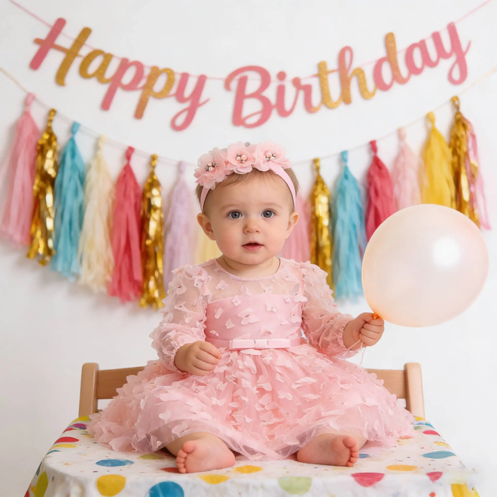 

Baby Princess pink dress for girls 3 6 9 12 months elegant Birthday Party Dress with Headwear Bowknot Holy Communion Party Dres