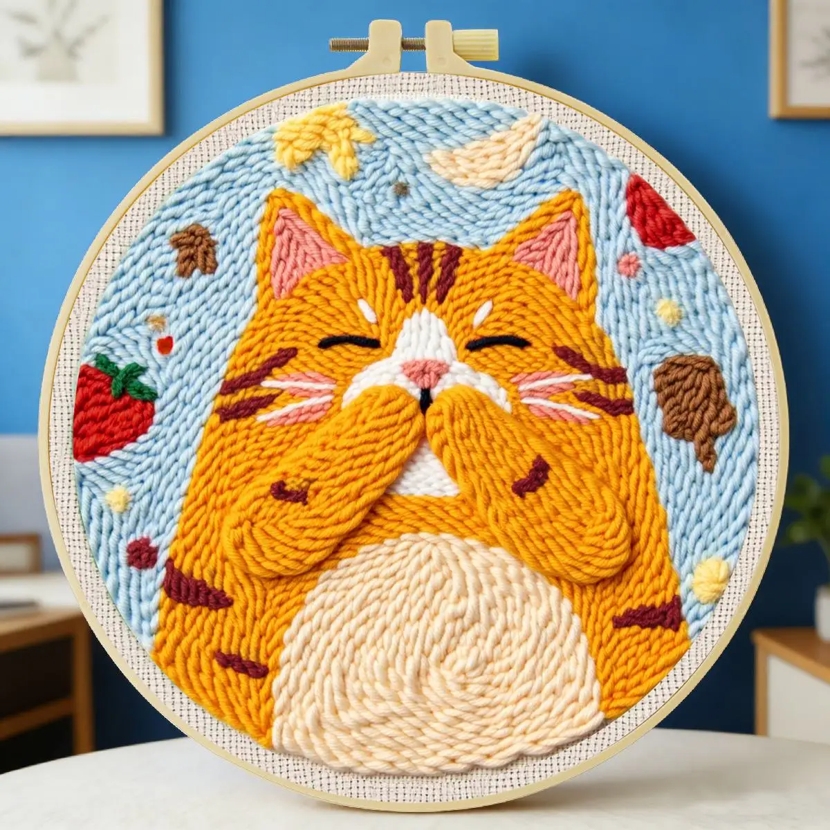 20X20CM/7,87 Zoll Tier - Katze Stanznadel-Stickset, Stickerei-Kit, gestrickte Stickerei, DIY, handgemachtes Geschenk, Heimdekoration – Detail 1
