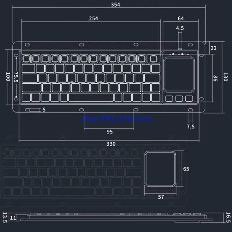 P9FA Ergonomic Industrial USB Touches Board Keyboards with Touchpads for Automation and Monitoring Systems