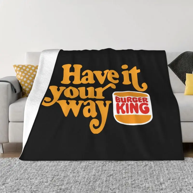 Burger King Logo Have It Your Way Hamburger Fast Food G500 Ultra Co Blanket Raschel High-Grade Bedding Supply