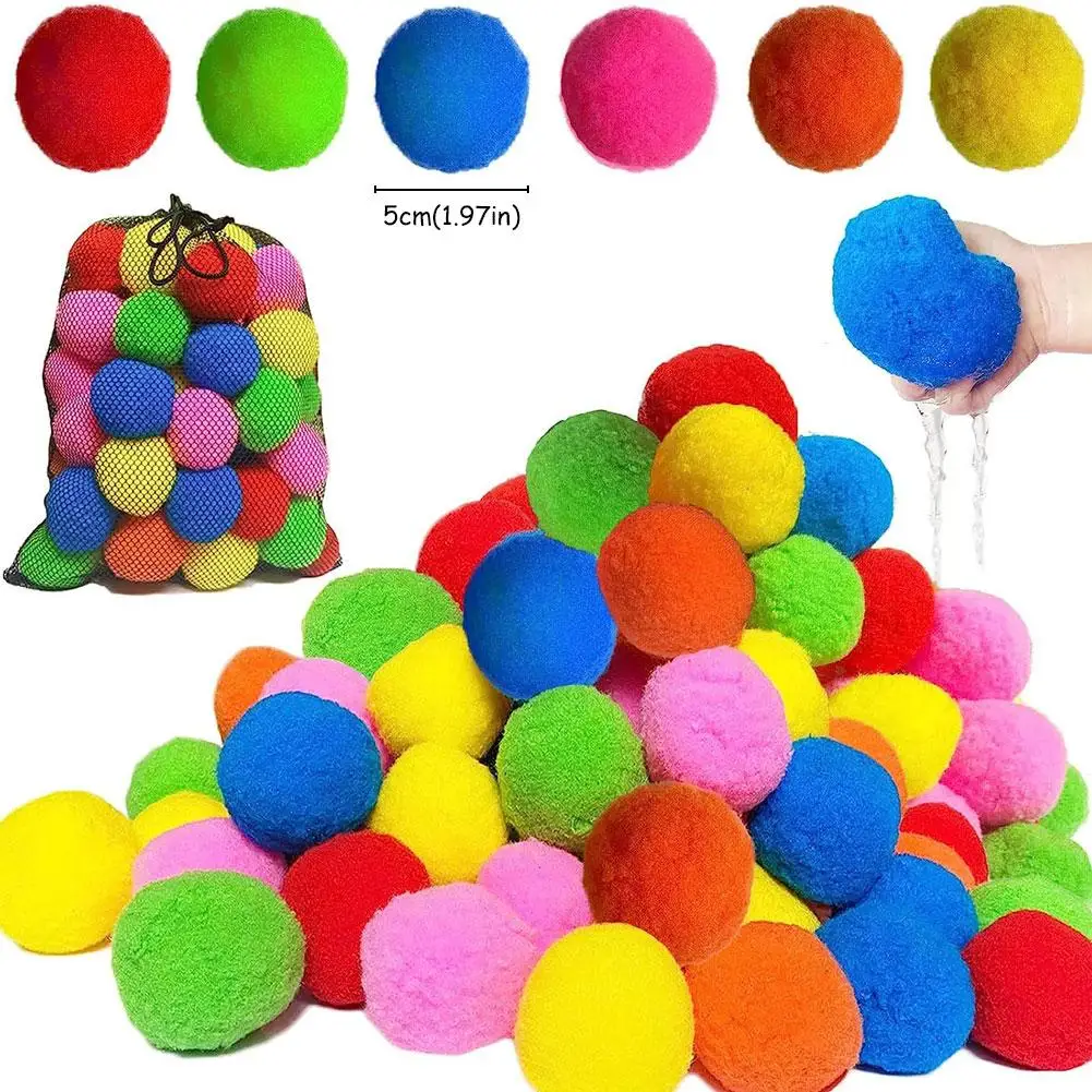 Pompons multicolores boules de fourrure paillettes pompons moelleux élasticité Pom pom boules souples pour bricolage artisanat ballons d'eau éponge réutilisables