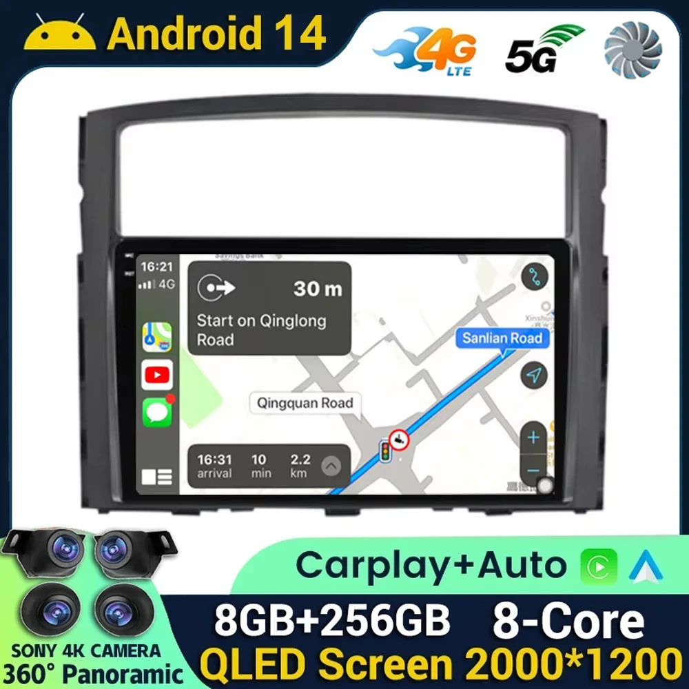 

Android 14 QLED Car Radio For Mitsubishi Pajero 4 V80 V90 2006-2024 Autoradio Multimedia Player GPS For Carplay Android Auto BT