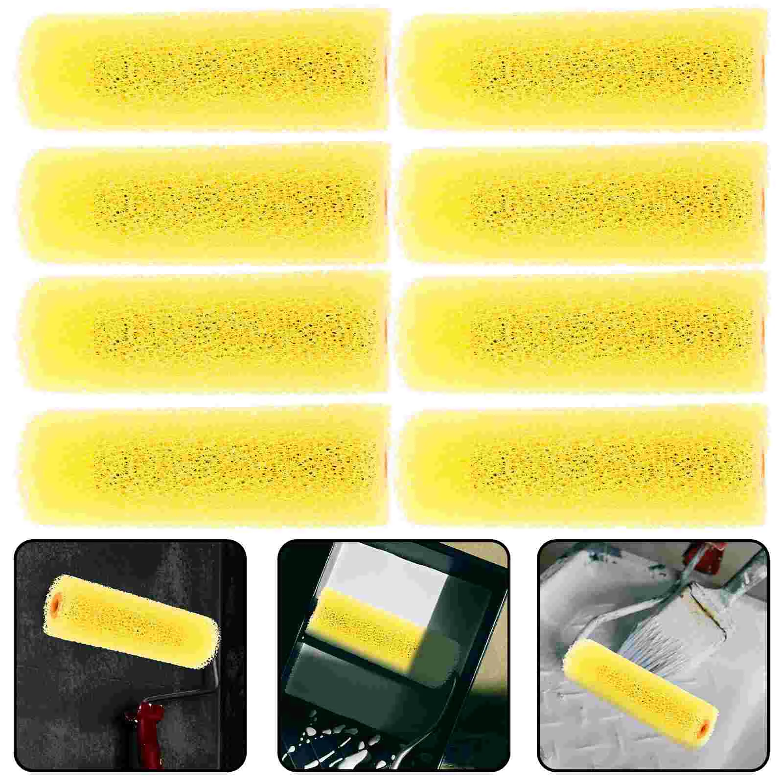 10 Pcs Embroidery Roller Brush Small Paint Sleeves Covers for Frame Replacement Corner Painting Tool Wall Hair Rollers