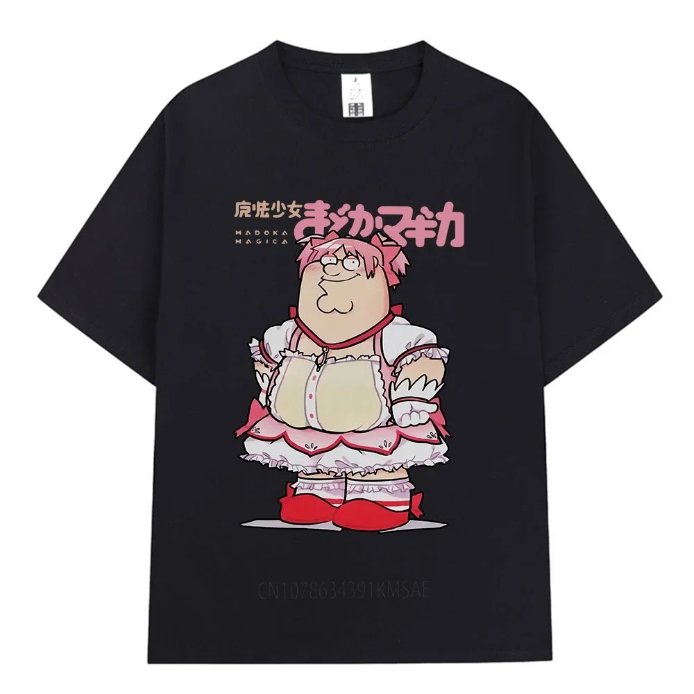 เสื้อยืดสุดคลาสสิกสำหรับเด็กผู้หญิงสุดวิเศษเสื้อยืดอนิเมะ Puella Magi Madoka Magica เสื้อยืดผ้าฝ้ายผู้ชายทรงหลวมคุณภาพสูง
