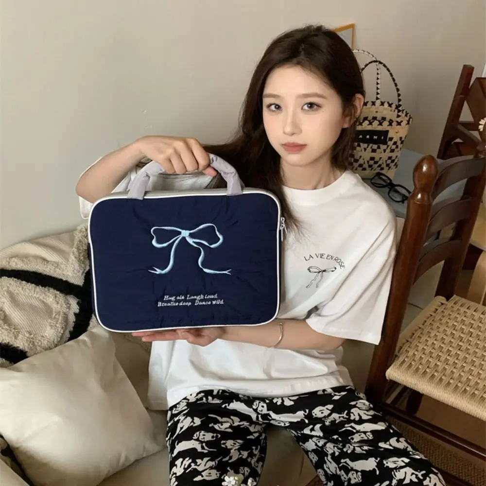 Puffy Tablet Protective Case Embroidered Large Capacity Computer Storage Bag Lightweight Cute Tablet Sleeve Bag Girl