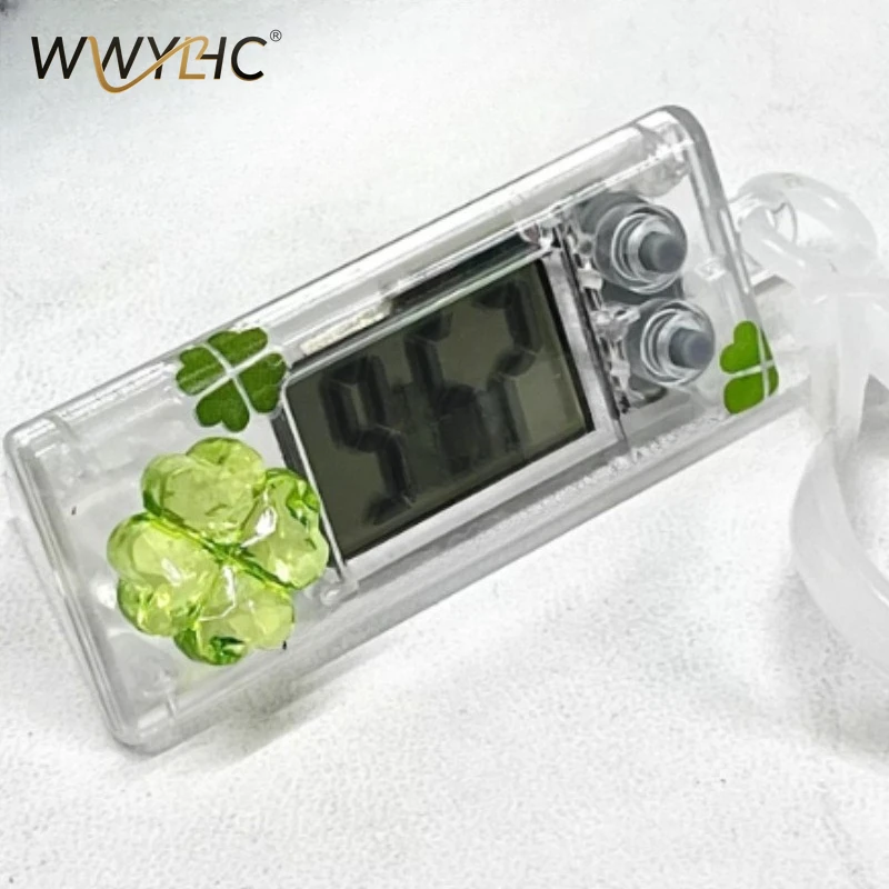 Four-leaf Clover Portable Electronic Watch Silent Mini Desk Clock Small Hanging Watch Suitable for Students Learning