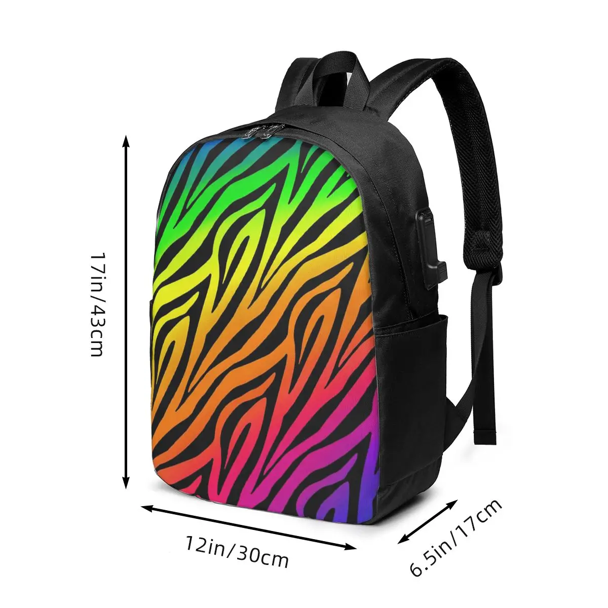 Rainbow Colorful Zebra Stripes Backpack Travel Notebook Bag Computer College Student School Bag Laptop Shoulder Bags Men Women