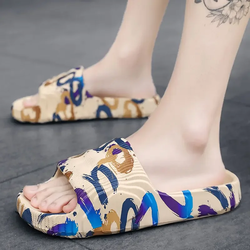 Male Slipper Eva Beach Shiatsu Bathroom Flat Indoor Men's Shoe Slides Walk Around Home House Clappers 2025 Style Summer Sale Fun