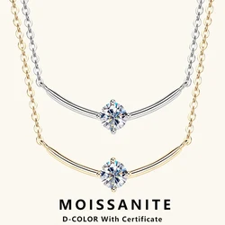 Lnngy Minimalist Choker Necklace For Women 925 Sterling Silver 5mm 0.5ct Moissanite Pendant Necklace Delicate Daily Jewelry Gift
