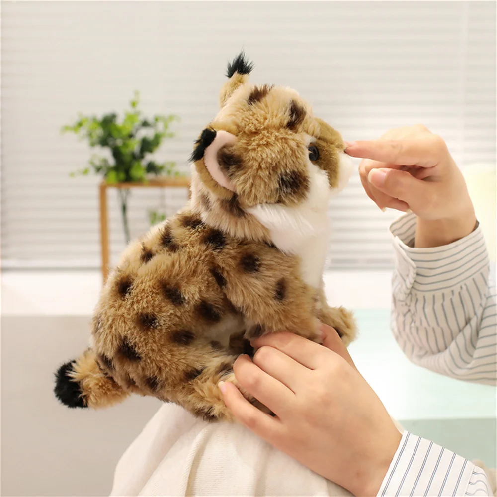 30cm bonito realista selvagem lynx brinquedos de pelúcia fofo sentado pose lynx boneca super legal realista desktop animal bonito presente para crianças