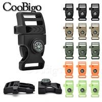 20mm Plastic Compass Whistle Buckle Adjustable Webbing Buckles Paracord Bracelet Outdoor Camping Backpack Accessories 10pcs