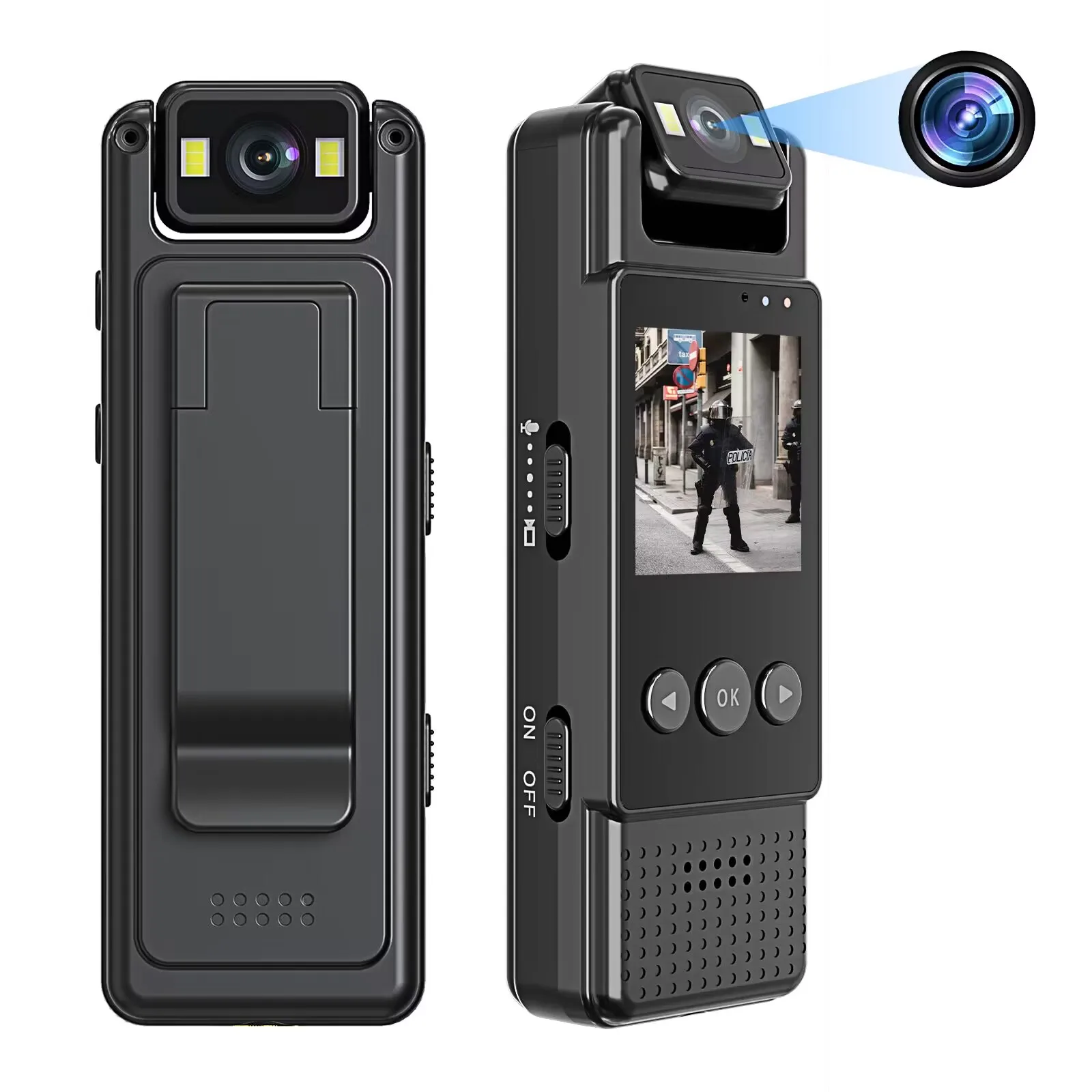 HD Wifi Mini Camera 1080P Portable Digital Video Recorder Body Camera Infrared Night Vision Police Camera with Screen Display