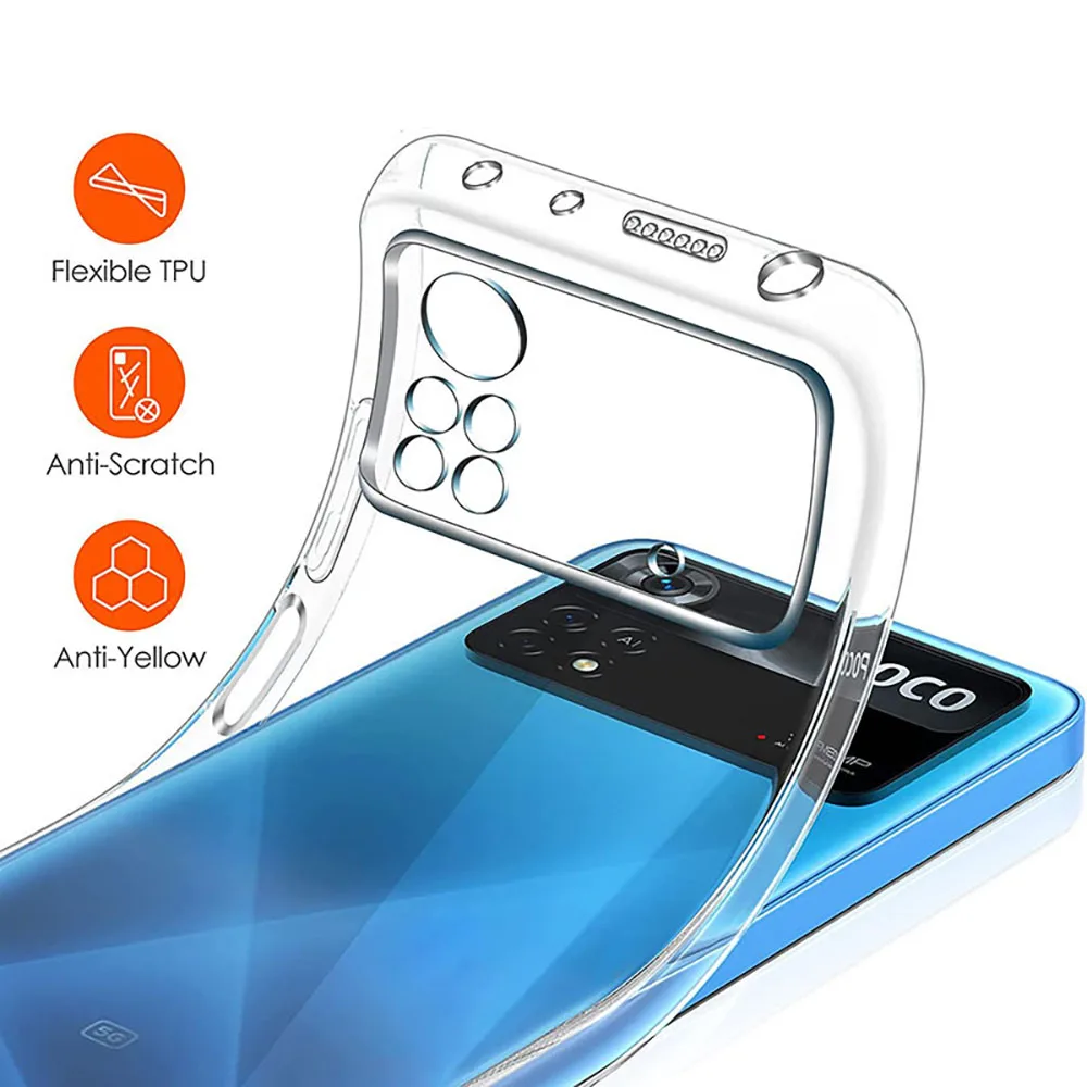 Original Ultra Thin Clear Silicone Soft Case For Xiaomi Poco X5 X4 X3 NFC GT X2 M5 M4 M3 M2 F4 F3 F2 Pro Transparent Case Bumper