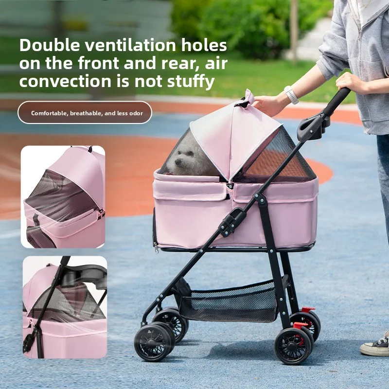 

Foldable Pet Stroller Lightweight Cat Dog Carrier Travel Cart Breathable Dog Basket Portable Puppy Pushchair for Outdoor Walking