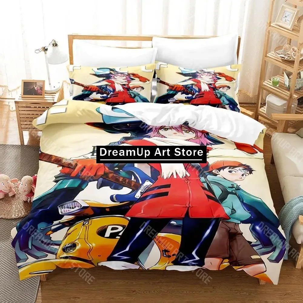 3D Printed FLCL Alternative Anime Bedding Set for Boys Girls Duvet Cover Pillowcase Twin Queen King Full Single Double Sizes