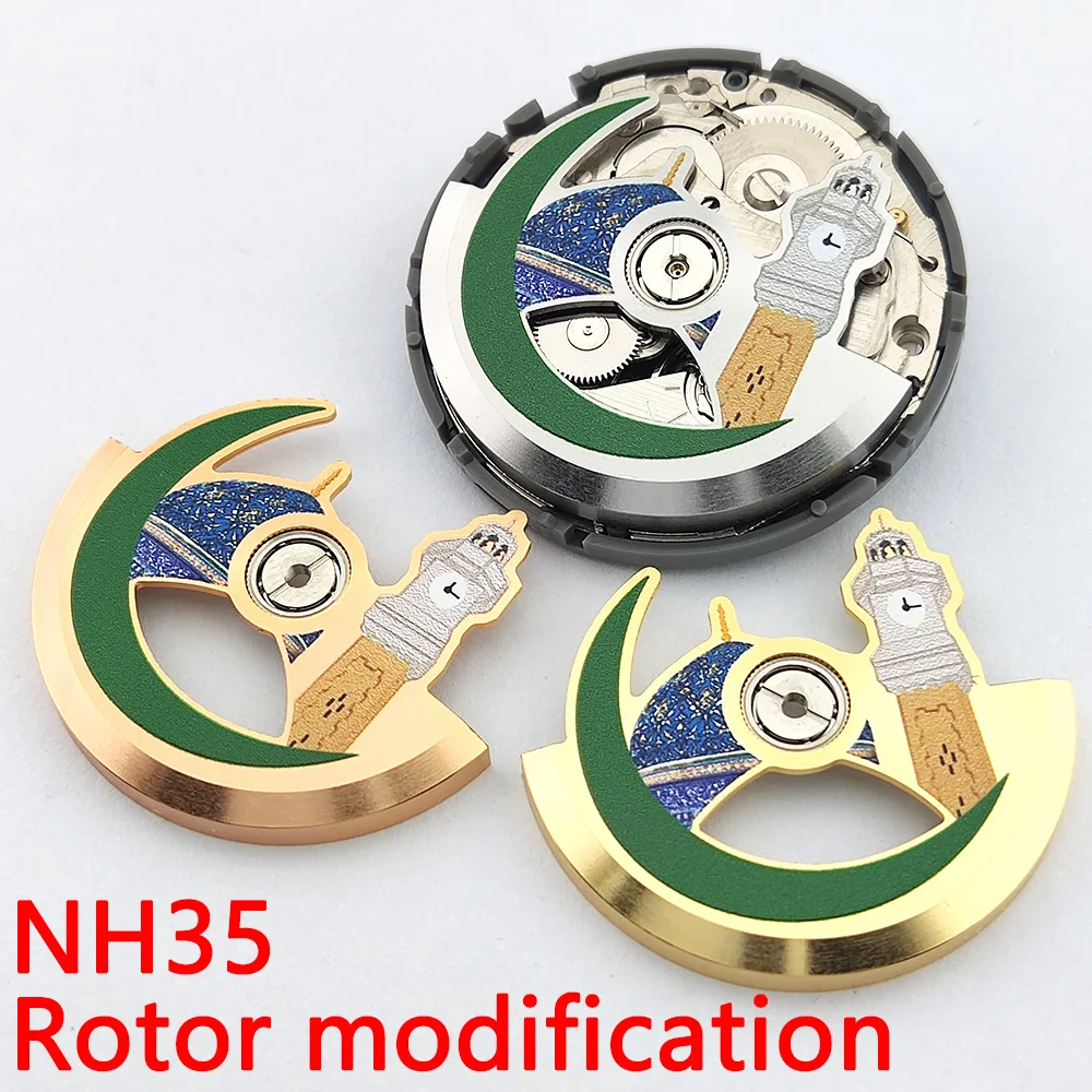 NH34 NH35 Automatic Hammer Rotor steel 3D pattern movement protection module fit NH36 NH35 Movement Oscillating Weight Roter