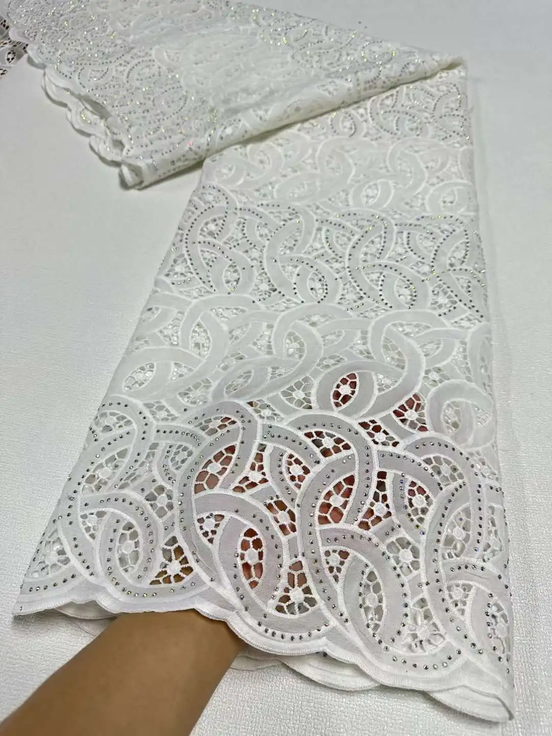 African Chiffon Lace Fabric 2024 High Quality Lace French Tulle Lace Fabric with Stones for Sewing Women Wedding Party Dresses