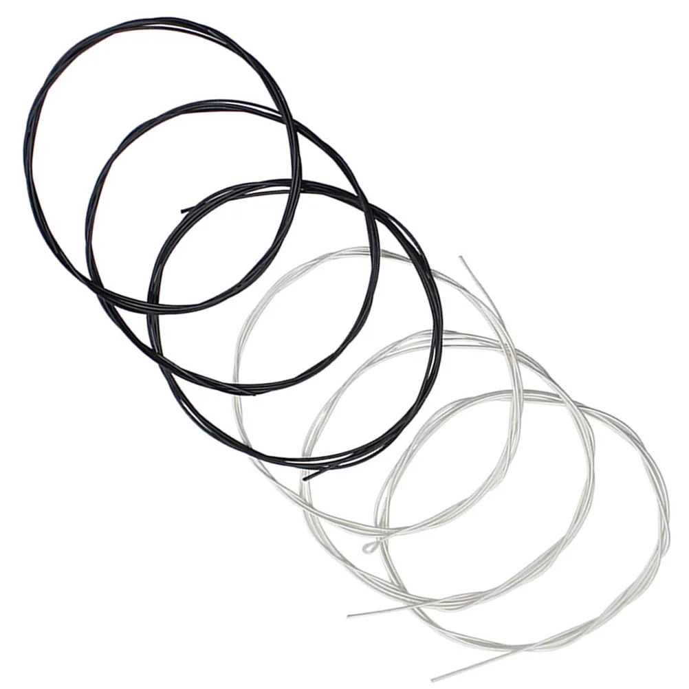 6 Pcs Classical Guitar Strings Black White Nylon Standard Tension Replacement for Acoustic Folk Guitars Musical