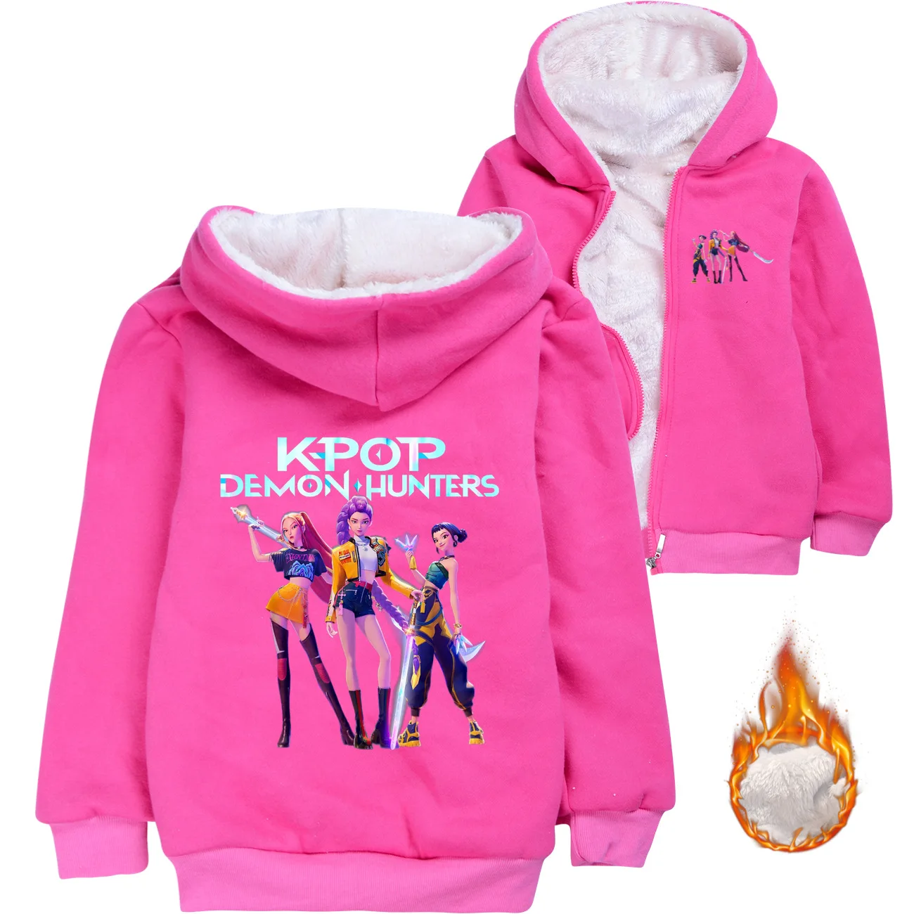 

Winter KPop Demon Hunters Kids Zipper Hoodie Jacket Teen Girls Boys Pullover Sweatshirt Children's Hoody Coat