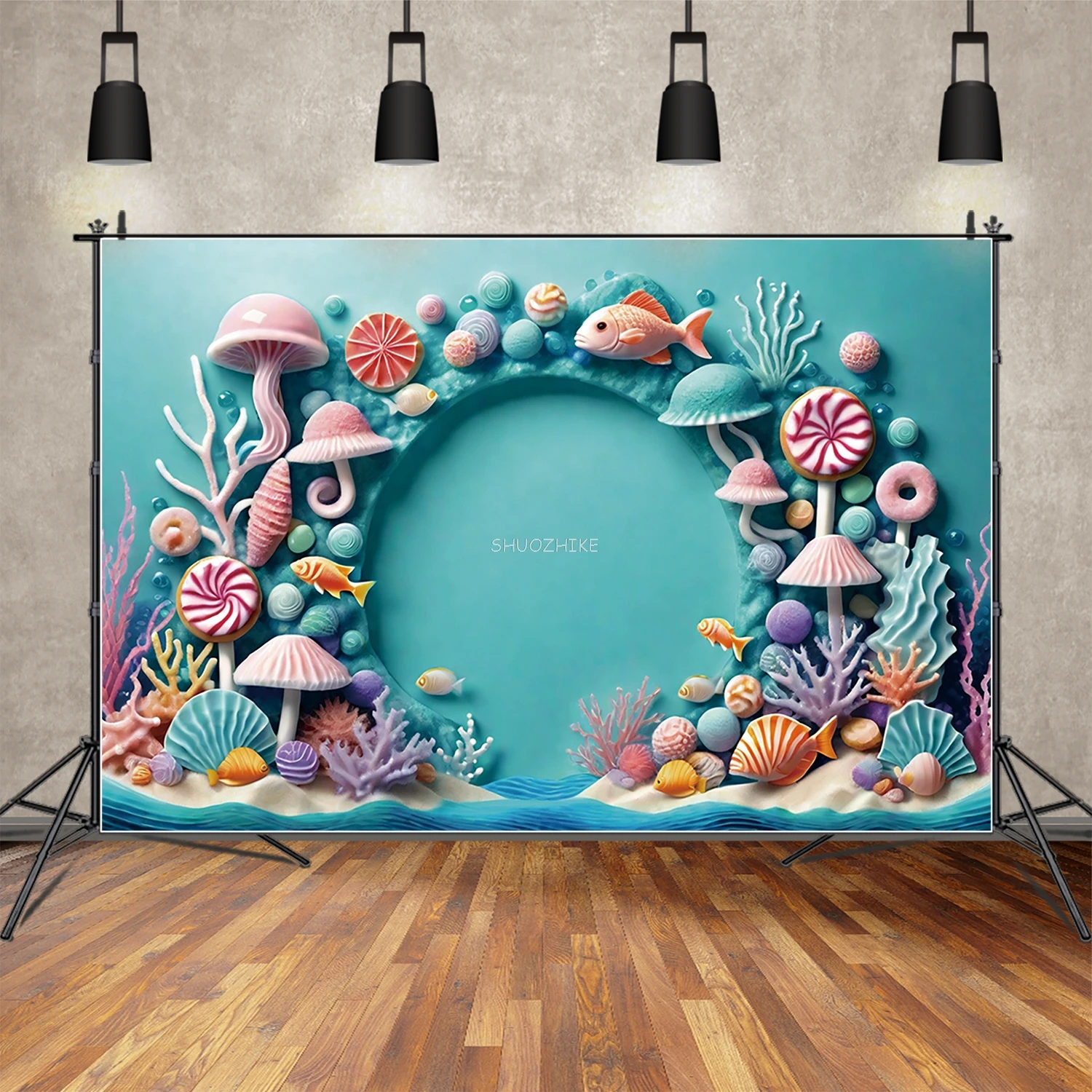 Summer Candy One Birthday Year Backdrop Baby Underwater Candyland Deco Background Sign Party Photocall Photography Props