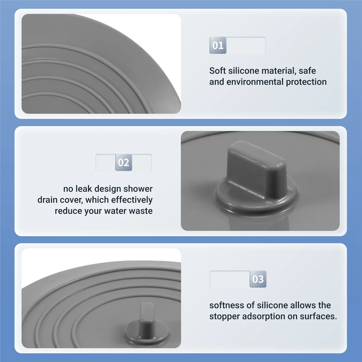 drain stopper 2 Pack Bathtub Stopper 6 Inches Large Silicone Tub Stopper Flat Suction Drain Covers Bath Plug for Tub Kitchens Ba
