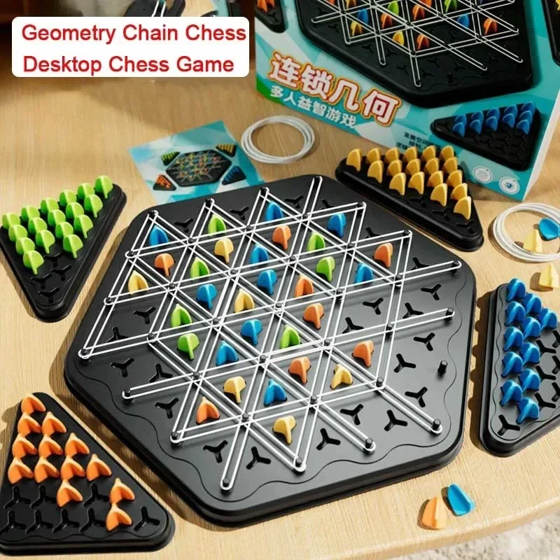 Geometry Chain Chess Puzzle Triangle Board Game Rubber Band Training Family Interactive Exercise Thinking Desktop children Toys