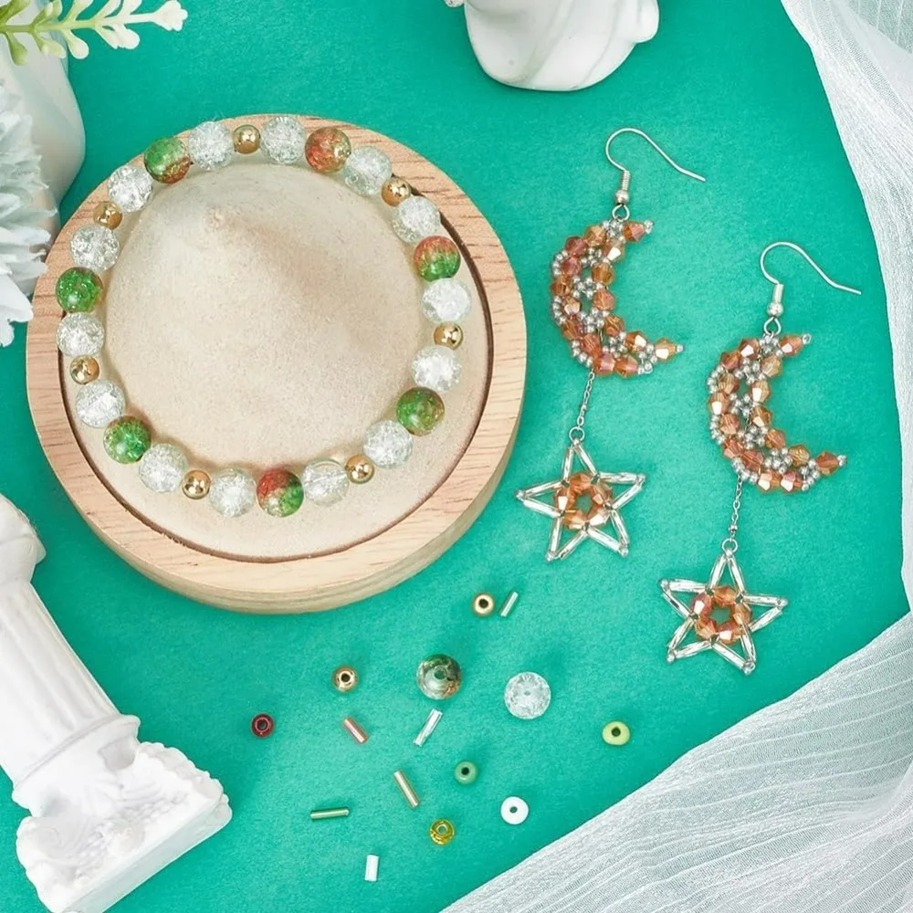 1박스 1360개 크리스마스 비즈 키트 크리스마스 비즈 크리스마스 장식용 비즈 유리 비즈 씨드 비즈 벌크 스페이서 루즈 비즈 쥬얼리용