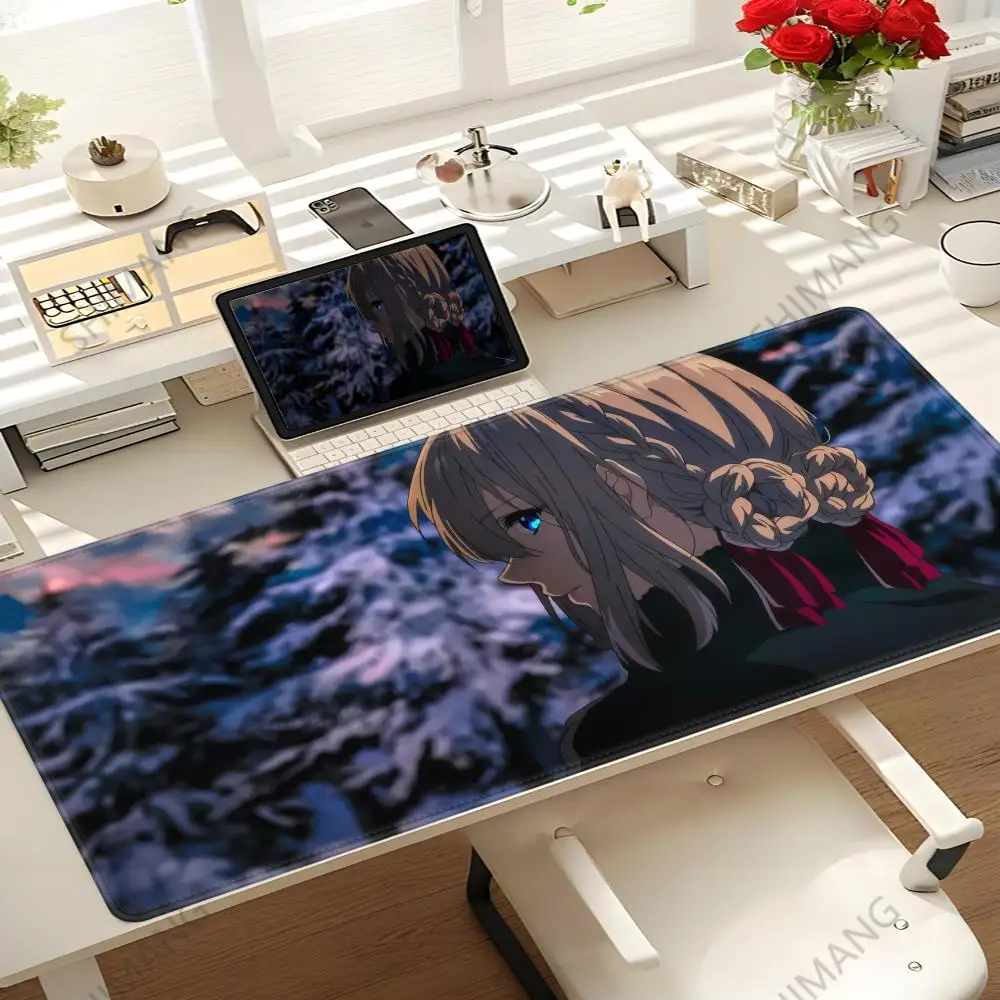 V-Violet Evergarden Mouse Pad Desk Mouse Pad Cute HD Desk Pad Extended Gaming Keyboard Mats Large 100x50cm XXL Gamer Mousepad