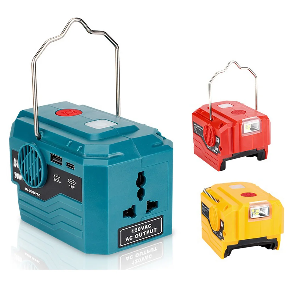 Generatore di inverter di potenza da 200 W 120 V/220 V per Bosch 18 V Adattatore batteria Camping Worklight Strumento di conversione di potenza efficiente