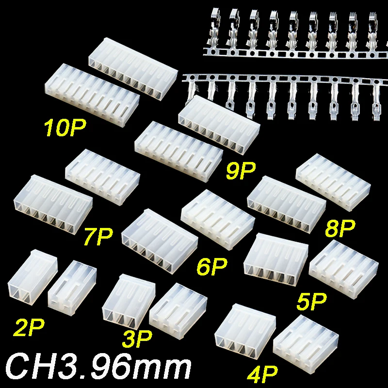 

50Pcs/Lot CH3.96 2/3/4/5/6/7/8/10Pin Connector Male Plug Housing 3.96mm Pitch Rubber Shell Plug Female Pin Terminal Adapter