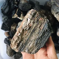 Rare natural black tourmaline comes with mica ore original crystal