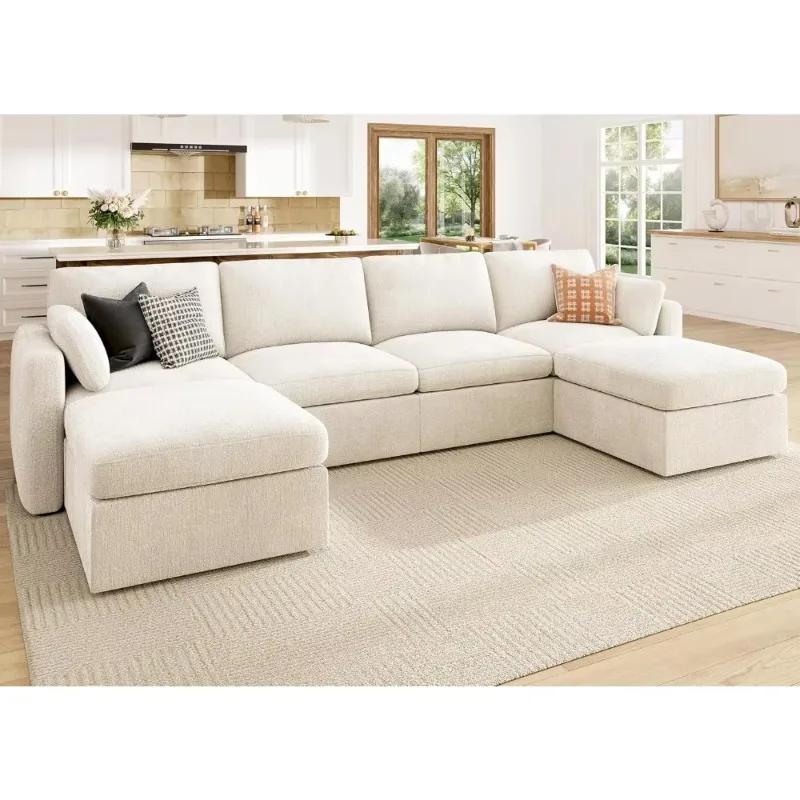 Combination sofa with storage seat, modular combination sofa with storage Ottoman, living room U-shaped combination sofa