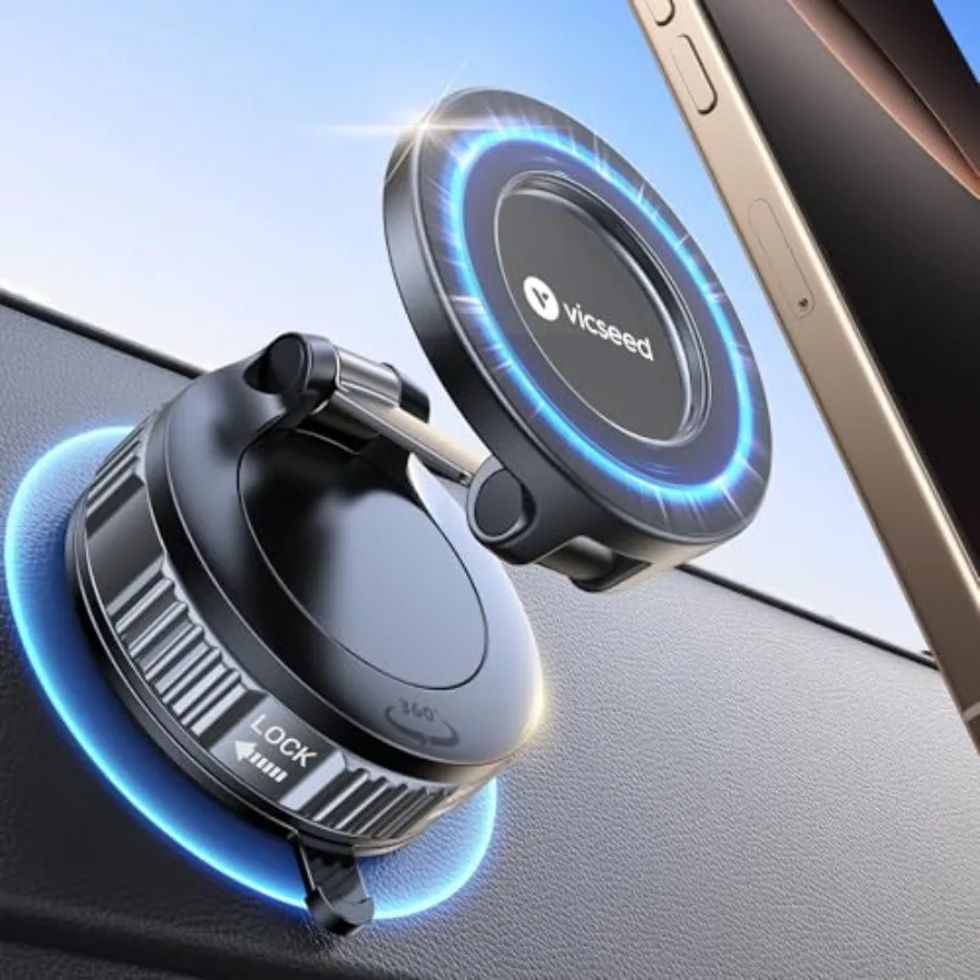 

Обновленный автомобильный держатель для телефона 2026 года для MagSafe [сильнейшее крепление на 85 фунтов] Вакуумные магнитные держатели для телефона в автомобиль с поворотом на 360° °