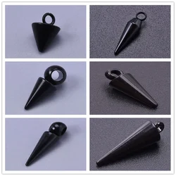 10pcs Black Gothic Vintage Stainless Steel Pointed Cone Charms For Jewelry Making Supplies Punk Charm Pendant DIY Earrings Bulk