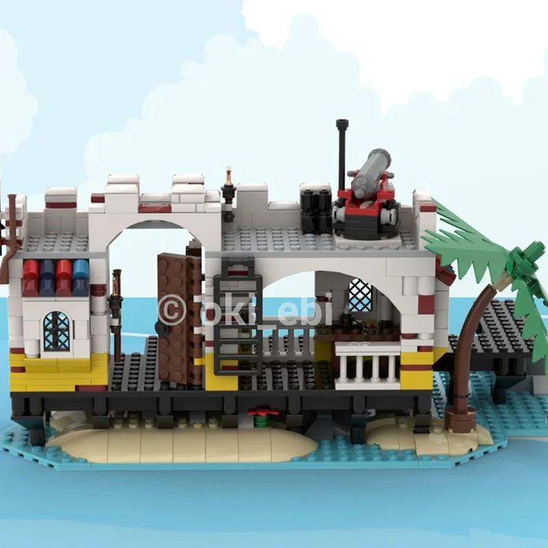 636pcs MOC Lagoon Lock-Up Remake - Connectable New Eldorado Fortress Pirates Model Building Blocks Christmas Gift Idea Assemble