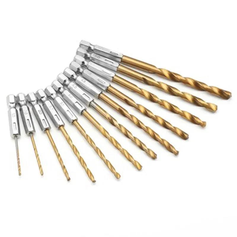 

13pcs 1/4 Hex Shank Tungsten Twist Drill Bit HSS Bits Carbide High Speed Steel Titanium Coated 1.5-6.5mm
