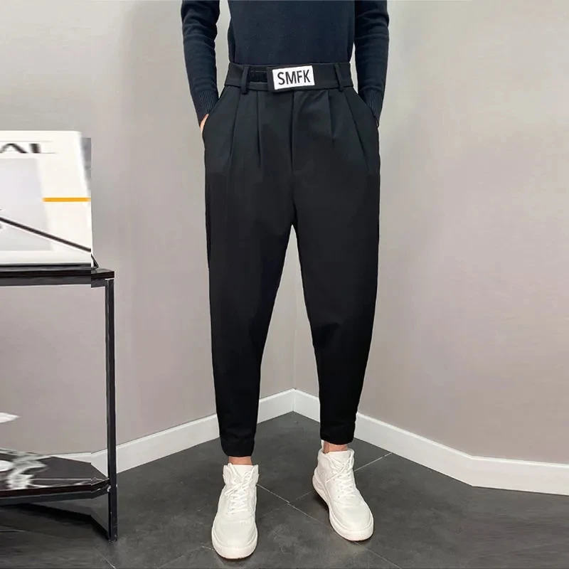 Pantalones de traje informales para hombre, pantalón Harem Delgado coreano, salvaje, Vintage, holgado, sólido, moda, primavera y verano, novedad
