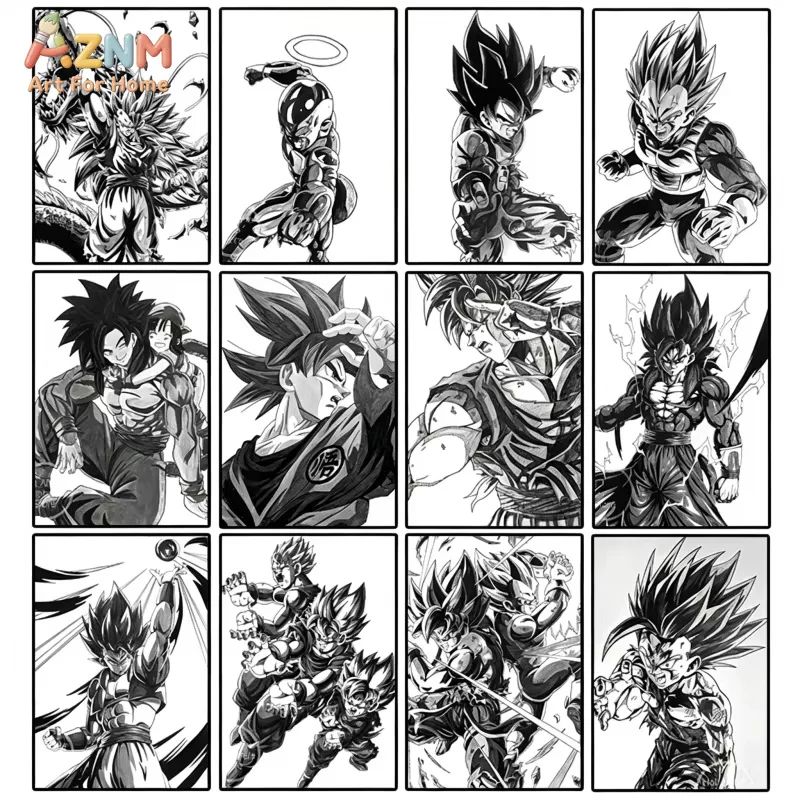 Affiche murale vintage AZMN Dragon Ball Z, impression d'anime japonais, image murale, décoration de maison, cadeaux, 1 pièce