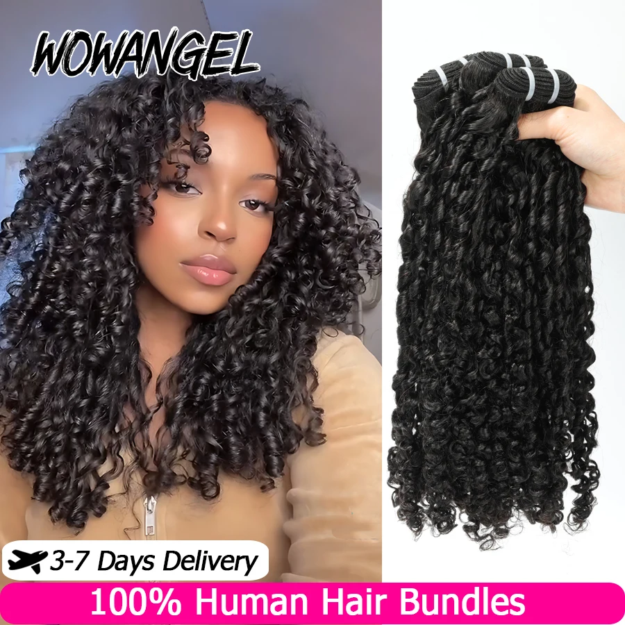 

WOWANGEL Натуральные кудрявые волосы бирманского происхождения, пучки для наращивания, 100% необработанные, девственные волосы, кудри «Океанская спираль», витые пряди